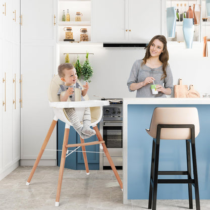 High Chair for Babies and Toddlers, Wooden Baby Highchair