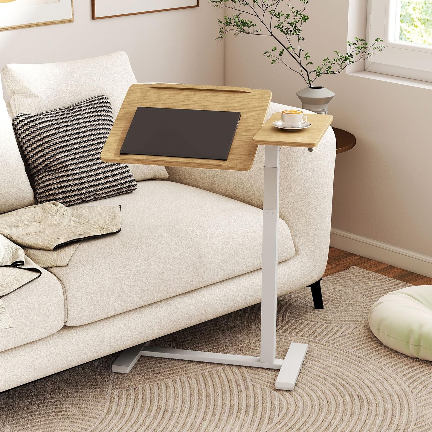 Mobile Over Bed Desk Height Adjustable Standing Laptop Cart with Tilting Tabletop