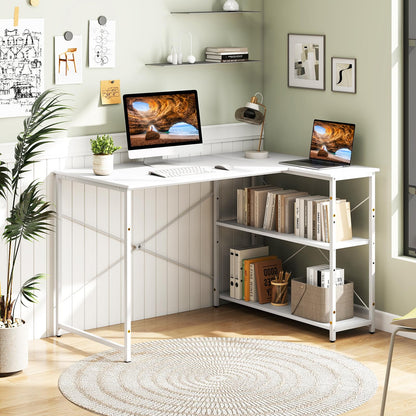 L-shaped Computer Desk Reversible Corner Desk with Adjustable Shelf