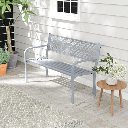 2 Person Heavy Duty Metal Frame Loveseat Park Bench