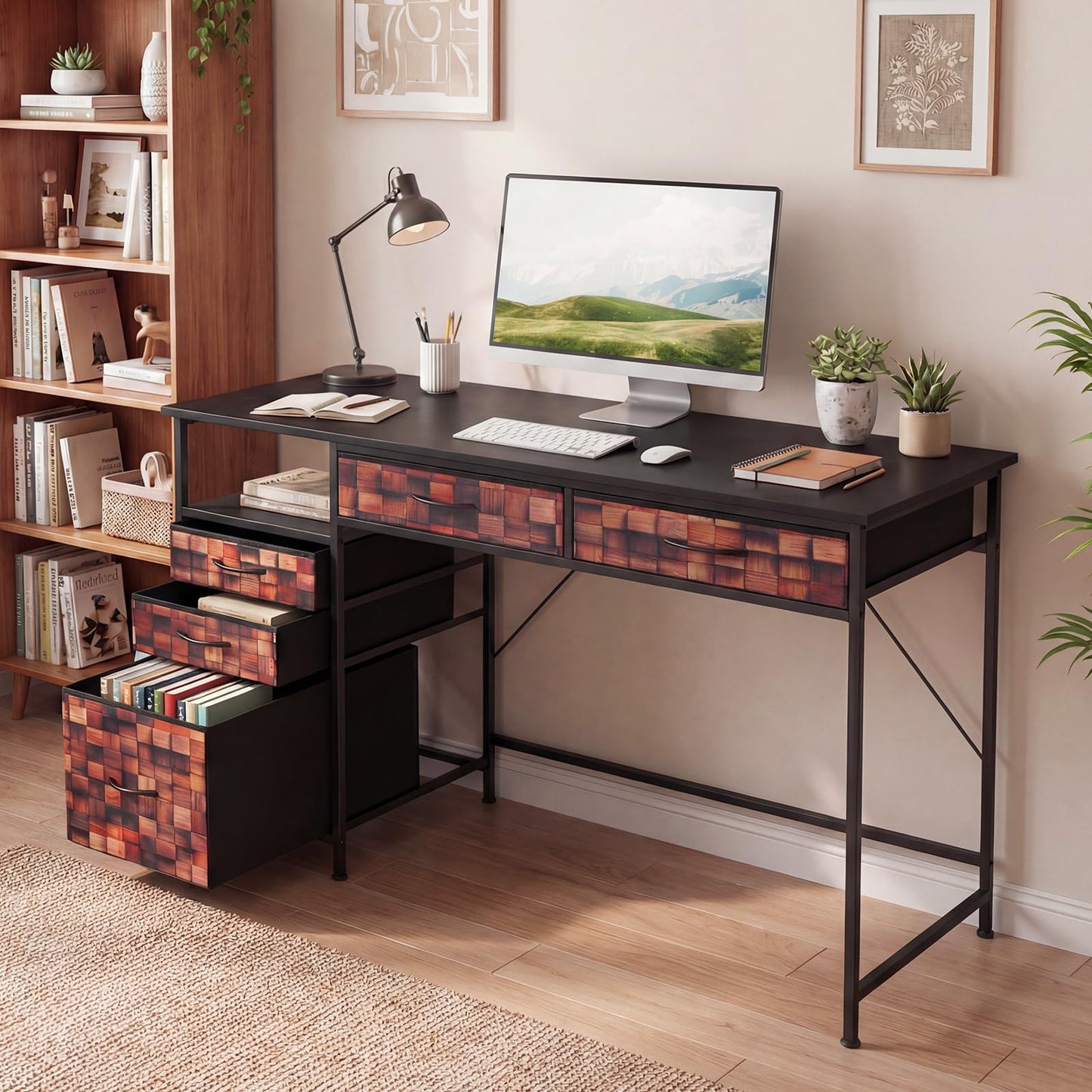 120 CM Computer Desk Home Office Desk with Metal Frame