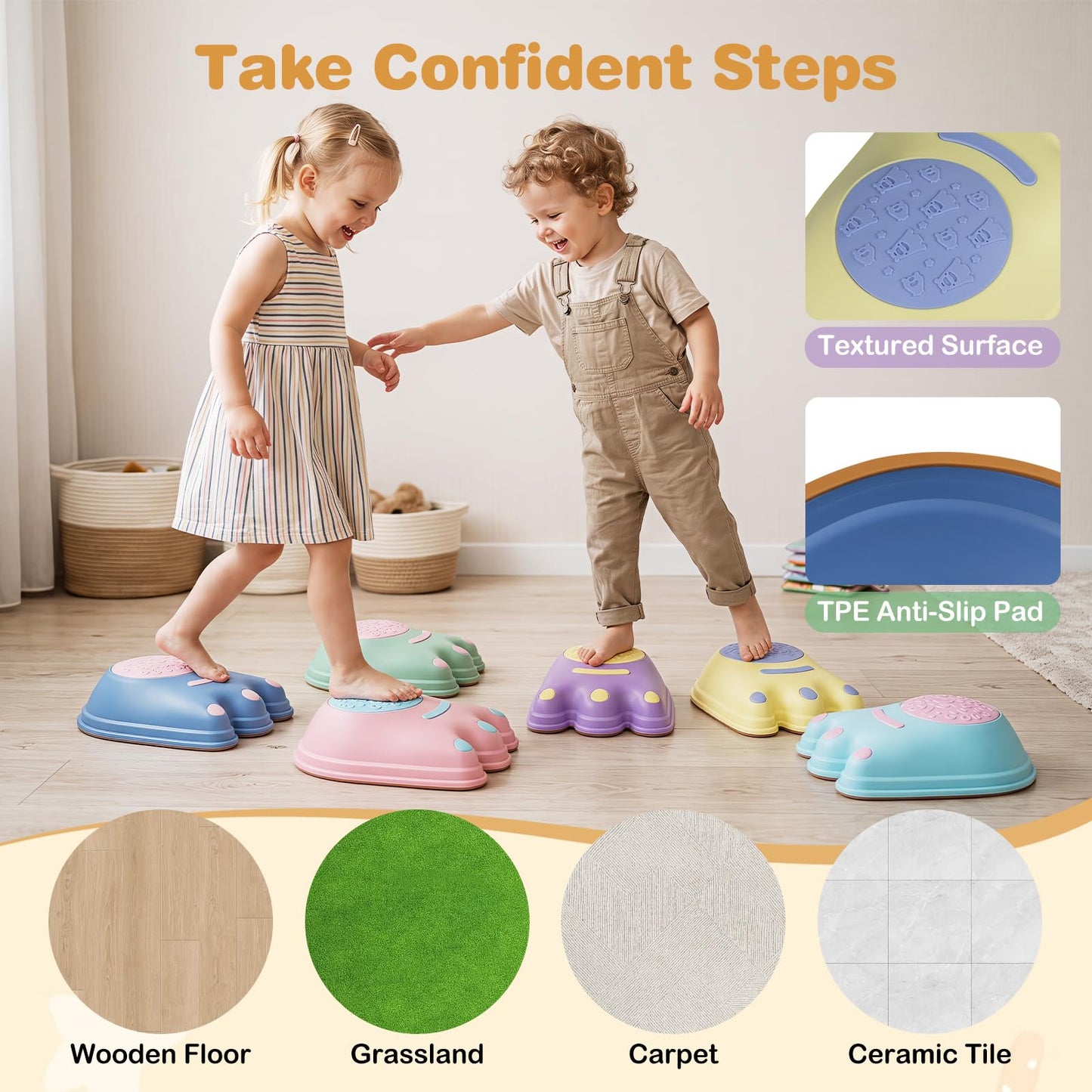 Kids Stepping Stones, Stackable Balance Blocks