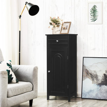 Floor Standing Wooden Cupboard with Single Door and Drawer