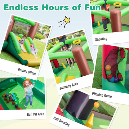 Inflatable Trampoline Bouncy House with Dual Slides without Blower