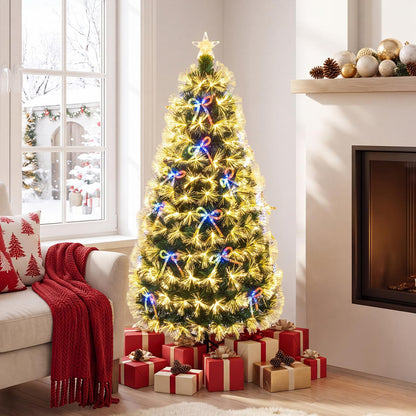 5FT Fiber Optic Christmas Tree, Pre-lit Artificial Xmas Tree