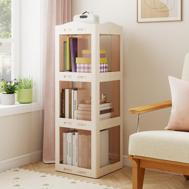4/5/6-Tier Foldable Rotating Bookshelf, 360° Spinning Bookcase Tower with Swivel Base