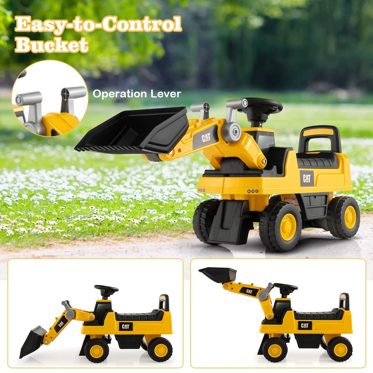 Kid's Ride on Excavator with Adjustable Bucket