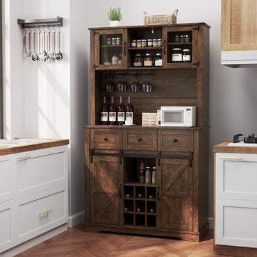 184cm Tall Buffet Storage Cabinet with Wine Rack for Pantry Dining Room