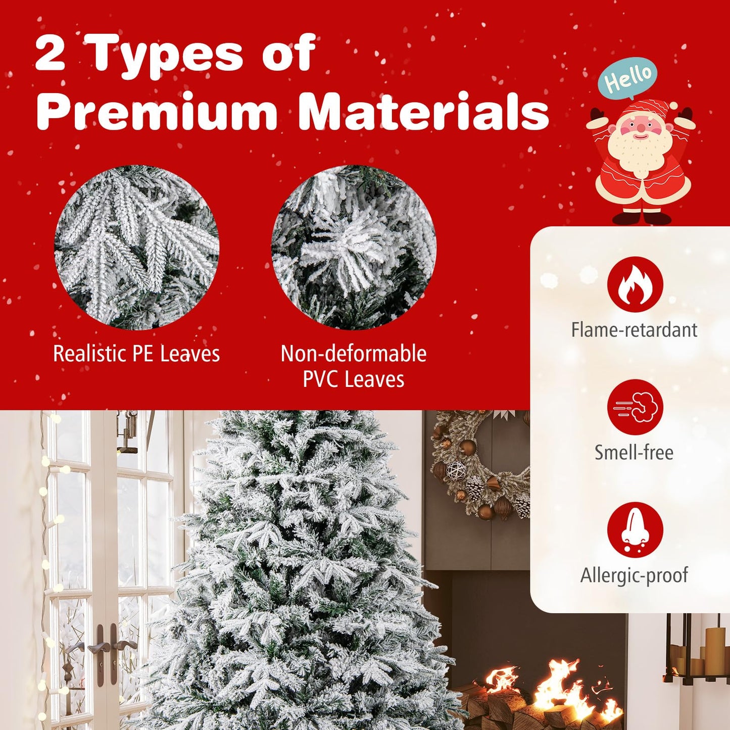 180 cm Artificial Christmas Tree Pre-lit Hinged Xmas Tree with 270 Warm White LED Lights