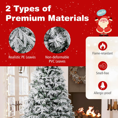 180 cm Artificial Christmas Tree Pre-lit Hinged Xmas Tree with 270 Warm White LED Lights