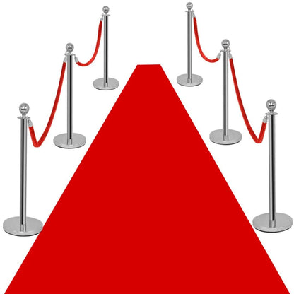 Set of 6 Queue Rope Barrier, 150cm Stanchion Rope Divider with Metal Base