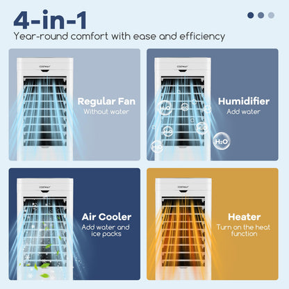 Giantex 5-in-1 Evaporative Air Cooler & Heater, Windowless Oscillating Swamp Cooler/Cooling Fan/Humidifier