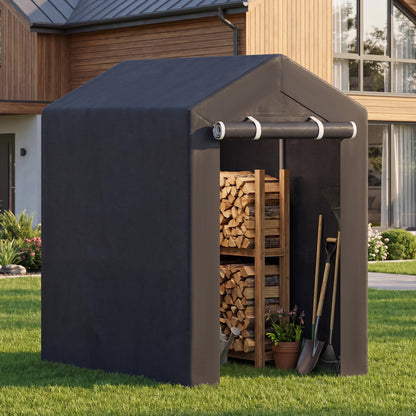 Heavy-Duty Portable Storage Shed with Roll-up Zipper Door and Sun-Protective Canopy