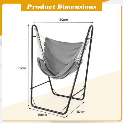 Hammock Chair with Stand, Heavy Duty Metal Frame Swing Chair with Side Pocket