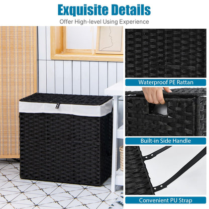 Laundry Hamper with Lid and Wheels and 2 Removable and Washable Liner Bags