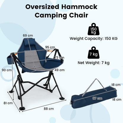 Folding Hammock Camping Chair with Adjustable Back Head Pillow