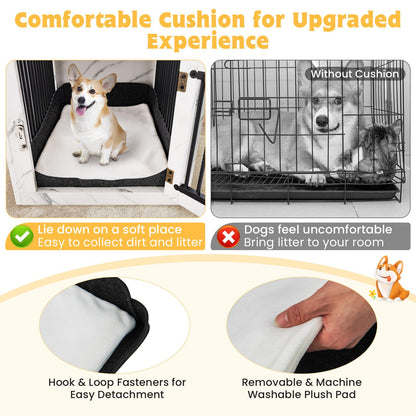 Wooden Dog Crate, Furniture Style Puppy Cage Side End Table with Drawer and Removable Pad