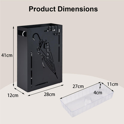 Metal Umbrella Stand, Hollow-Out Umbrella Holder Rack with Removable Drip Tray