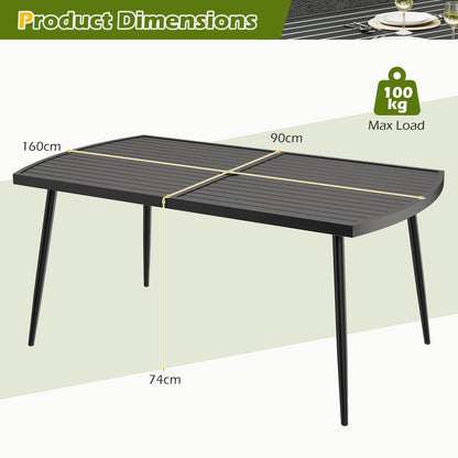 160 x 90cm Garden Table for 6, Outdoor Dining Table with 4cm Umbrella Hole