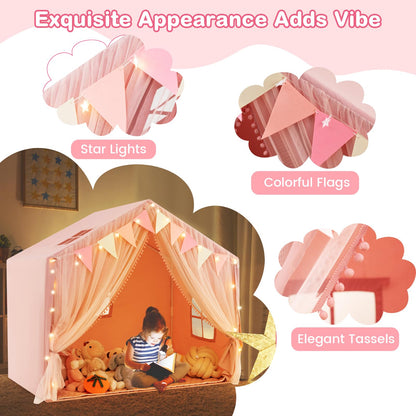 Kids Play Tent 3-4 Kids Large Play Tent House with Fabric and Screen Curtains