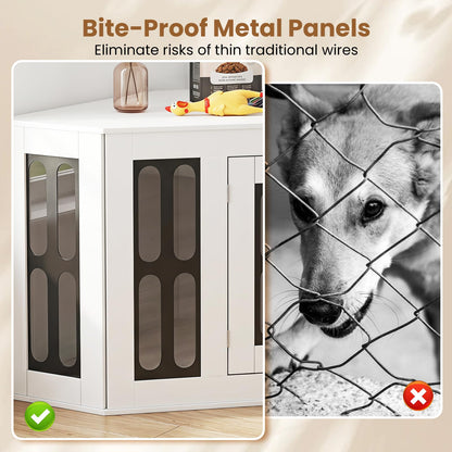 Corner Dog Crate Furniture Metal Side Table for Small Dogs