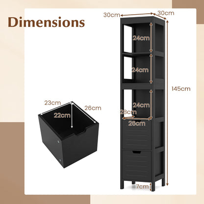 Tall Bath Storage Unit with 2 Deep Box Drawers