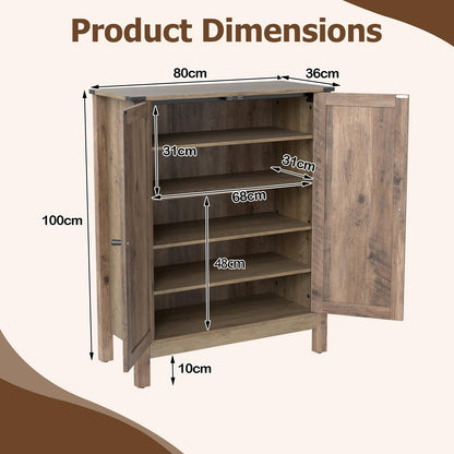 6-Tier Farmhouse Shoe Storage Organizer Freestanding Wooden Shoe Rack