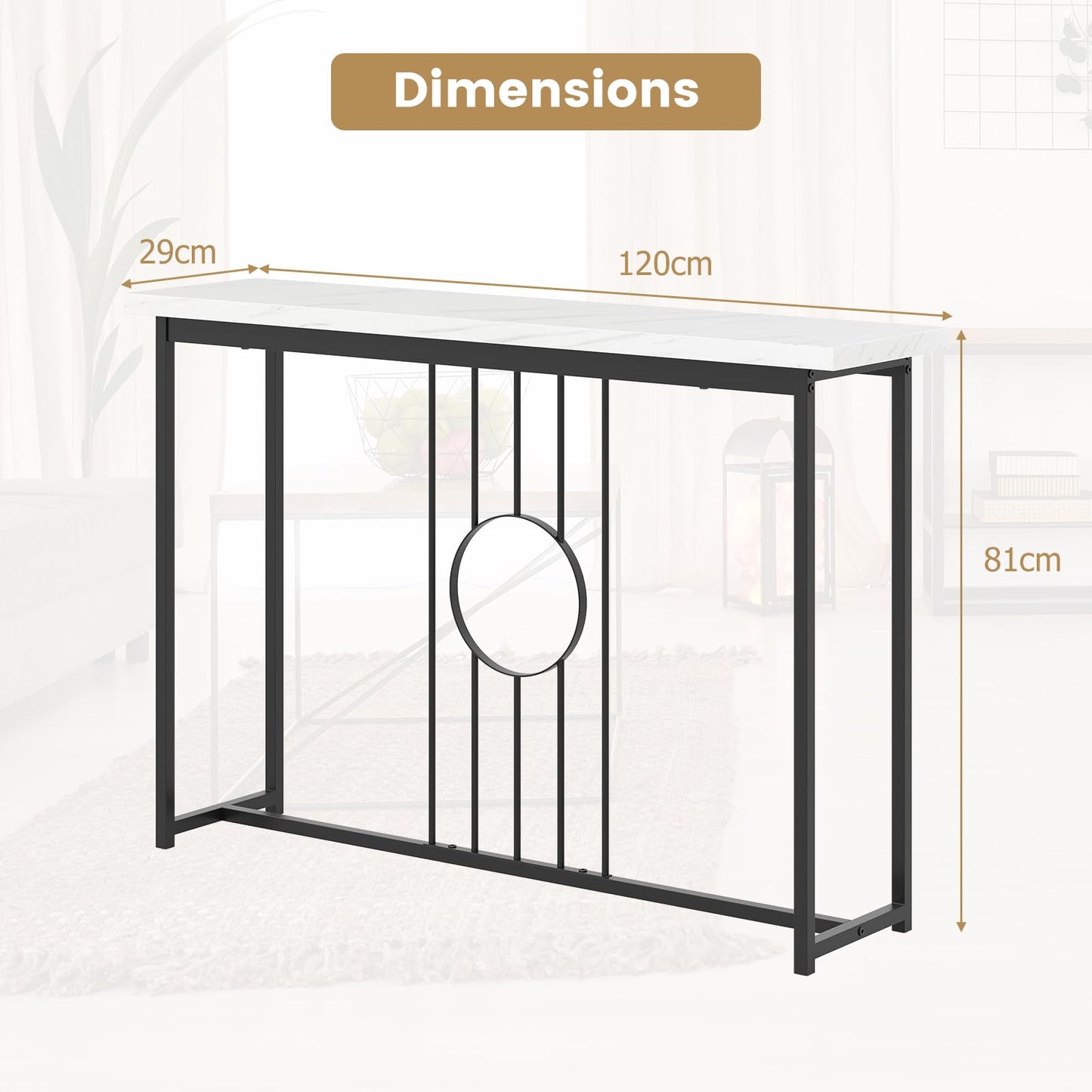 Modern Faux Marble Slim Entryway Table Sofa Side Tables