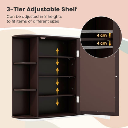 3 Tier Mirrored Wall Mounted Bathroom Cabinet