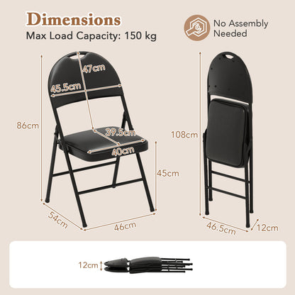 Set of 2 or 4 Folding Padded Party PVC Leather Stackable Chairs