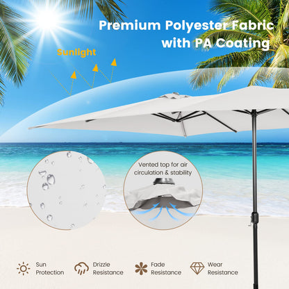 4.3m Double-Sided Patio Umbrella with Crank Handle & Vented Tops