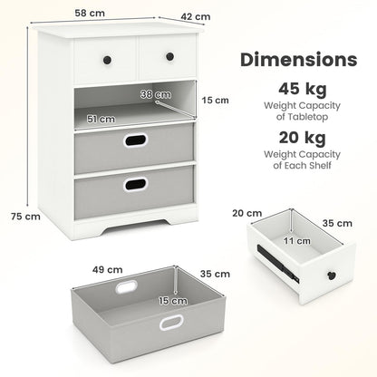 4-Drawer Dresser Cabinet with Open Shelf Freestanding Bedside Chest