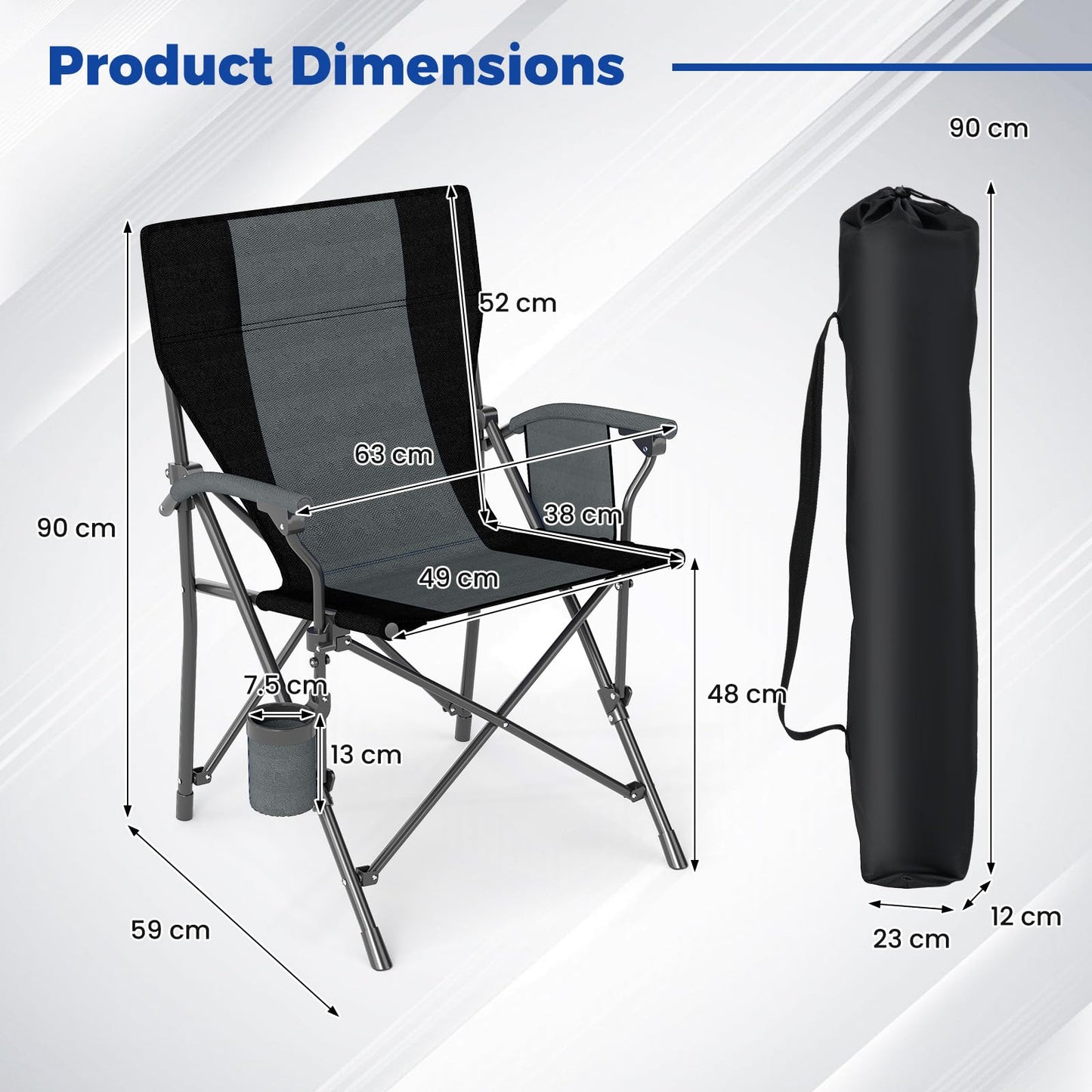 Lightweight Director Chair with Cup Holder (63 x 59 x 90 cm)