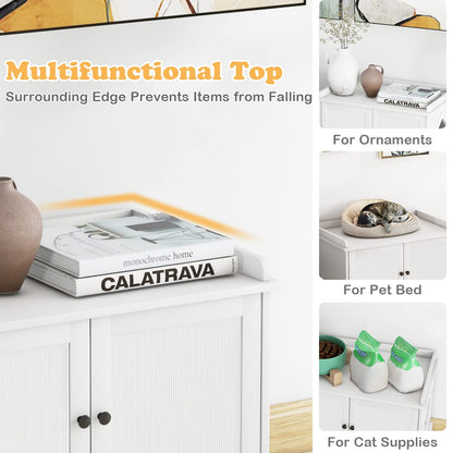 Cat Litter Box Enclosure with Scratching Pad and Adjustable Divider