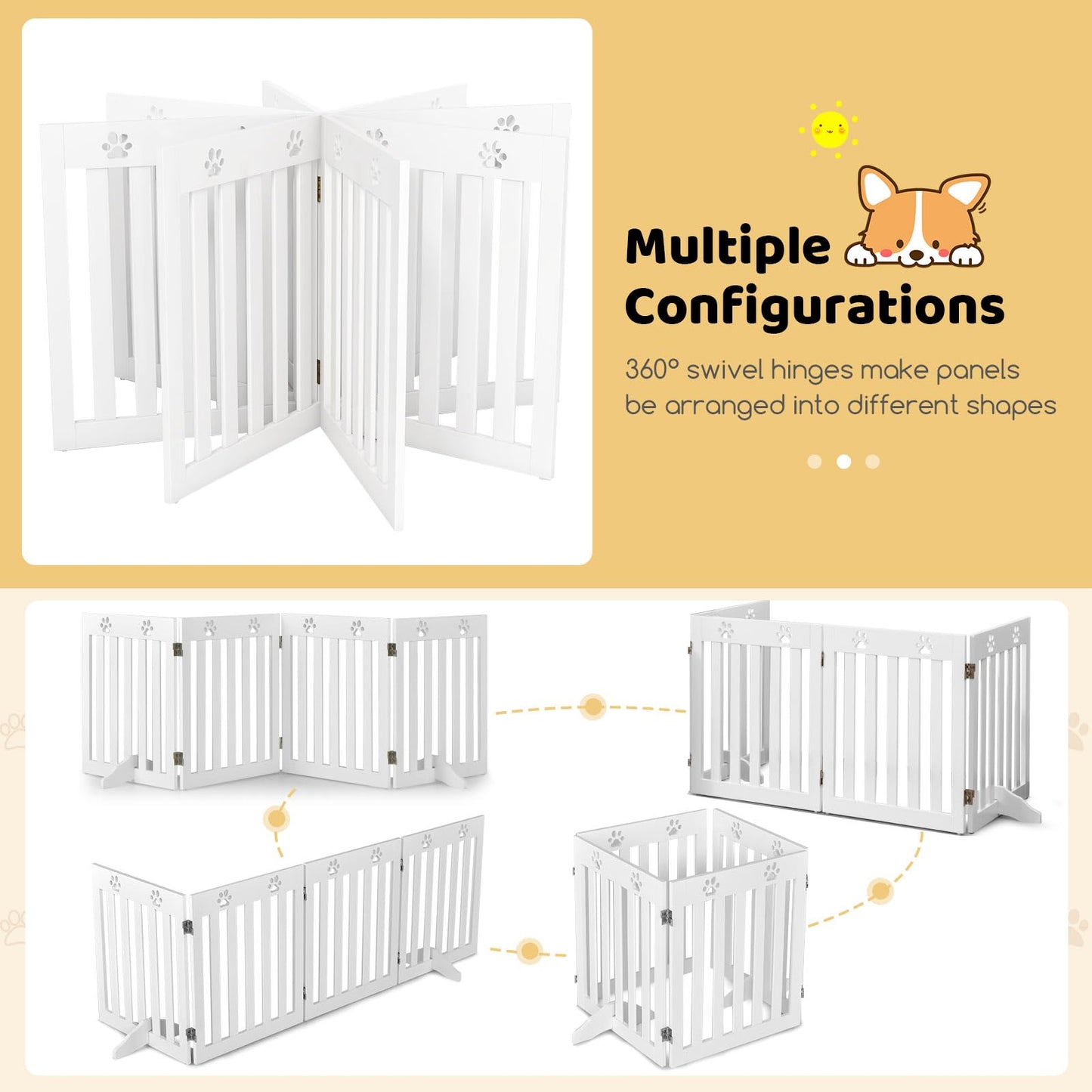 120 CM 8-Panel Height Anti-Rust Pet Playpen with Lockable Gate