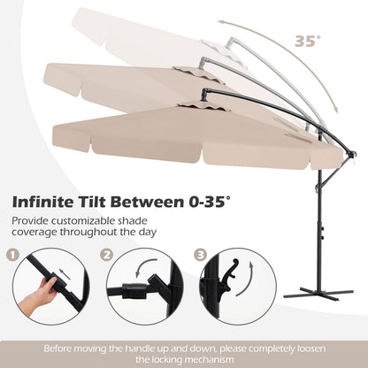 2.9M Patio Cantilever Parasol with Cover and Tilt Function