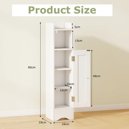 Small Bathroom Storage Cabinet with Door and Adjustable Shelves