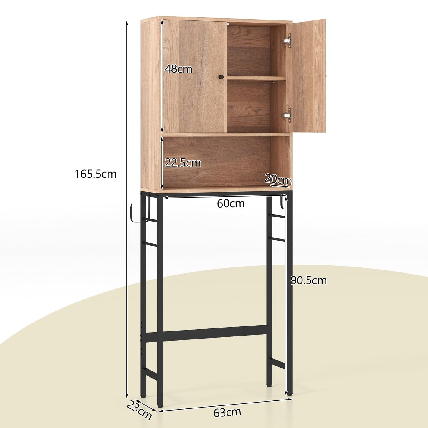 Over The Toilet Storage Cabinet with 2 Doors and Adjustable Shelf