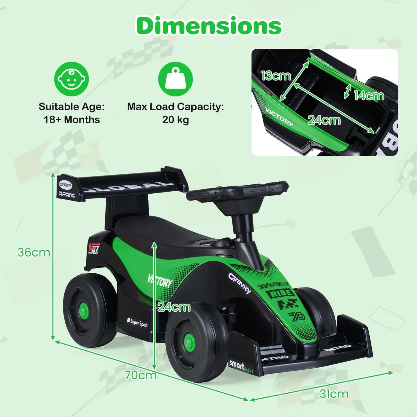 Ride on Car Toddler Sliding Car with 3 Songs Under-Seat Storage