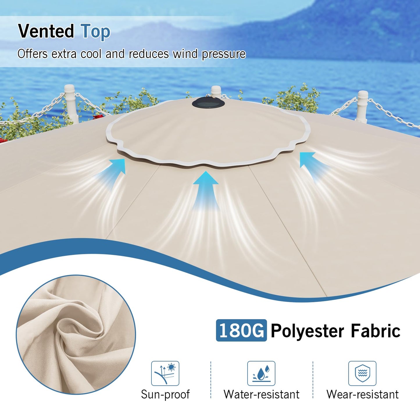 3M Garden Parasol, 8 Ribs Heavy-Duty Sun Shade Canopy