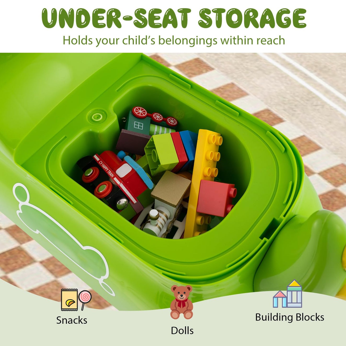 Toddler Ride on Toy with Under Seat Storage with Music and Lights