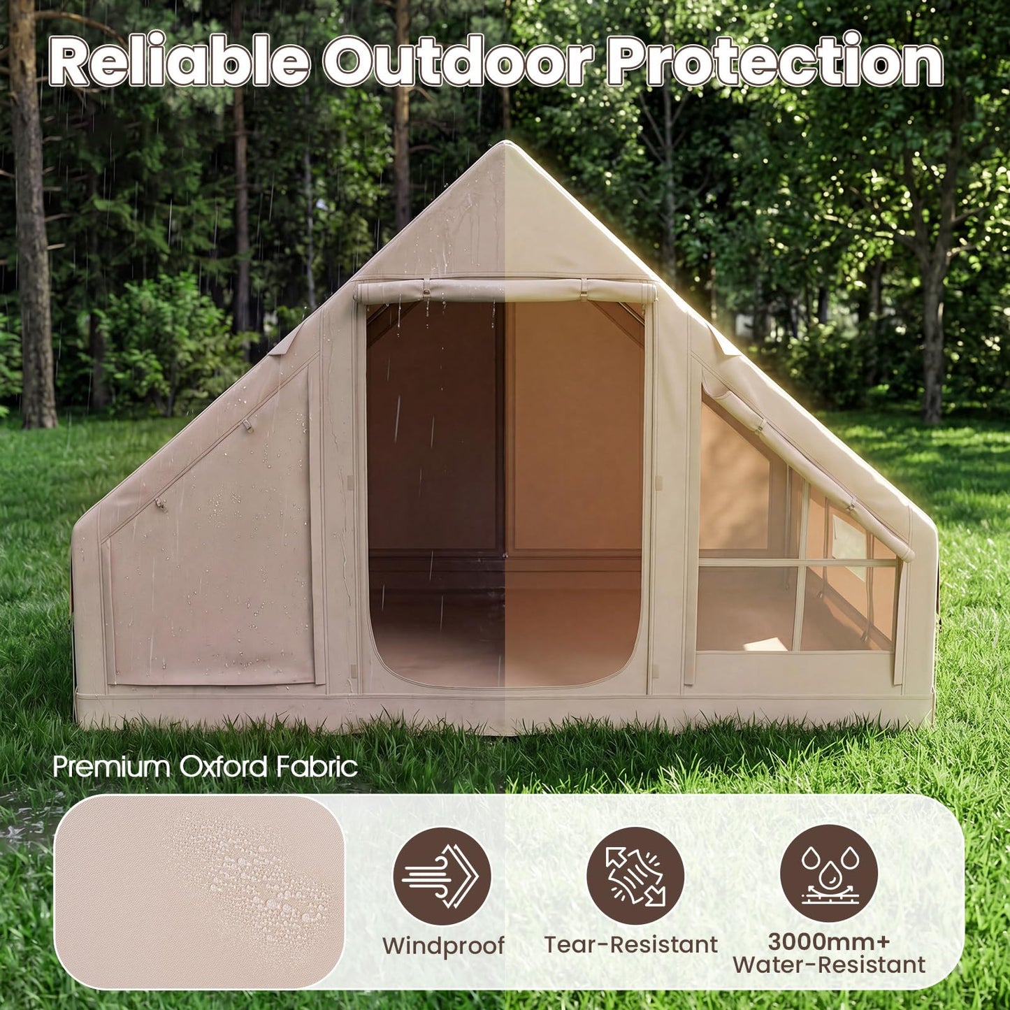 Inflatable Camping Tent with Stove Jack 4 Season Blow Up Tent with Pump