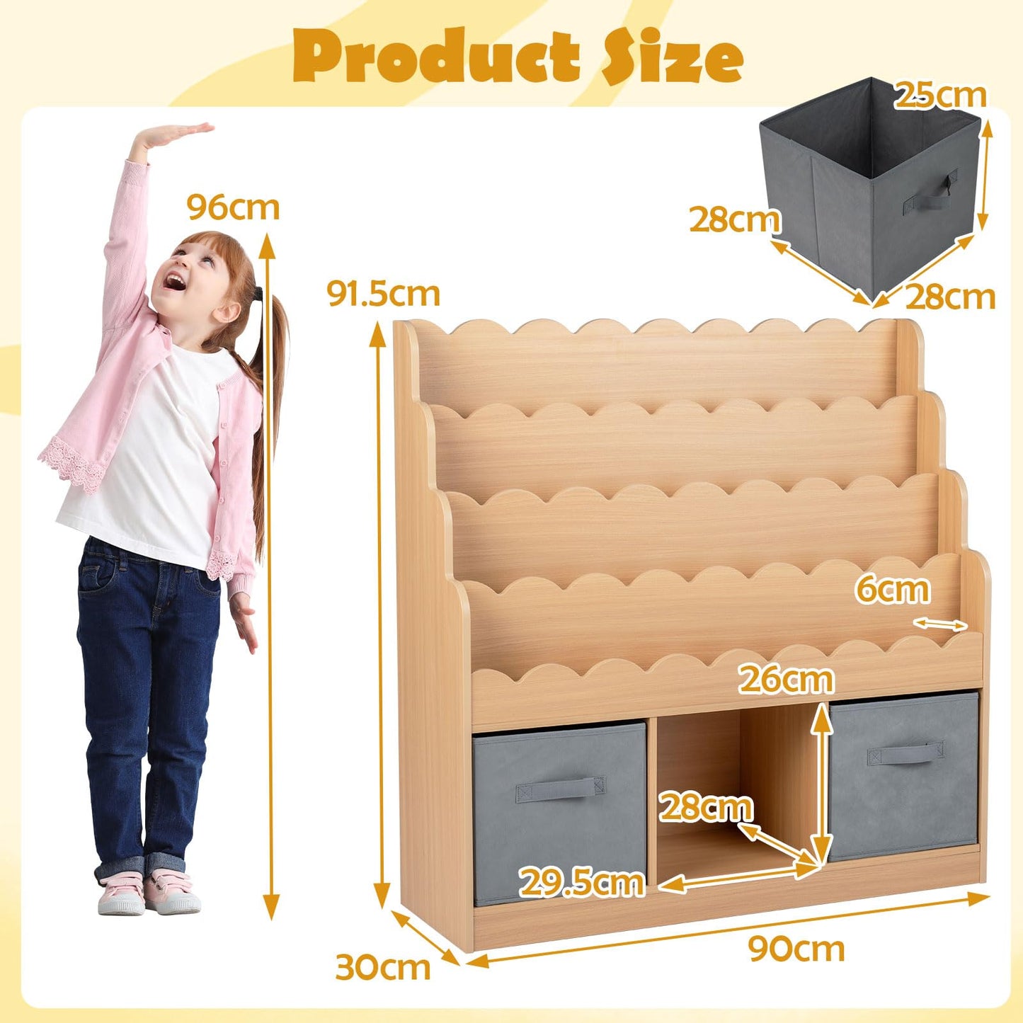Kids Bookcase, Children Storage Shelf