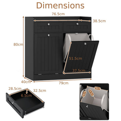 Double Tilt-Out Laundry Hamper Cabinet with Removable Baskets