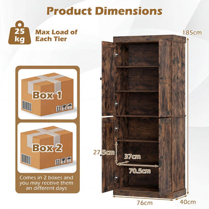 Tall Kitchen Cupboard, Pantry Storage Cabinet with 4 Doors