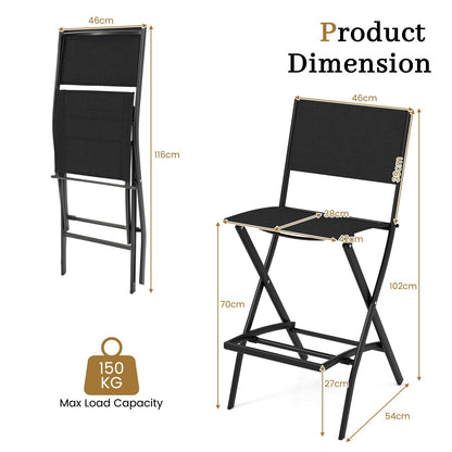 Portable Folding Patio Chairs Set of 4 with Curved Backrest & Footrest