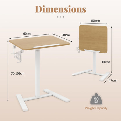 Foldable Mobile Standing Desk Rolling Laptop Desk with 90° Tiltable Tabletop