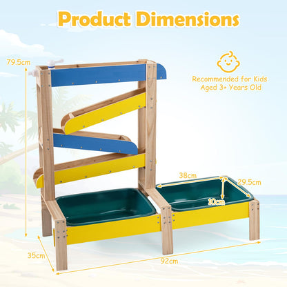 Fir Wood Montessori Sensory Play Activity Table with 2 Water Basin and Submarine Toys for Boys and Girls 3+