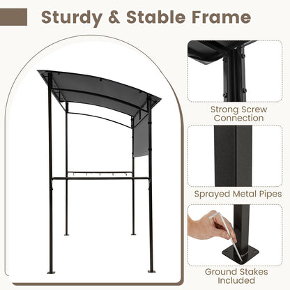Outdoor BBQ Shelter with Serving Shelf and Storage Hooks (239 x 108cm)