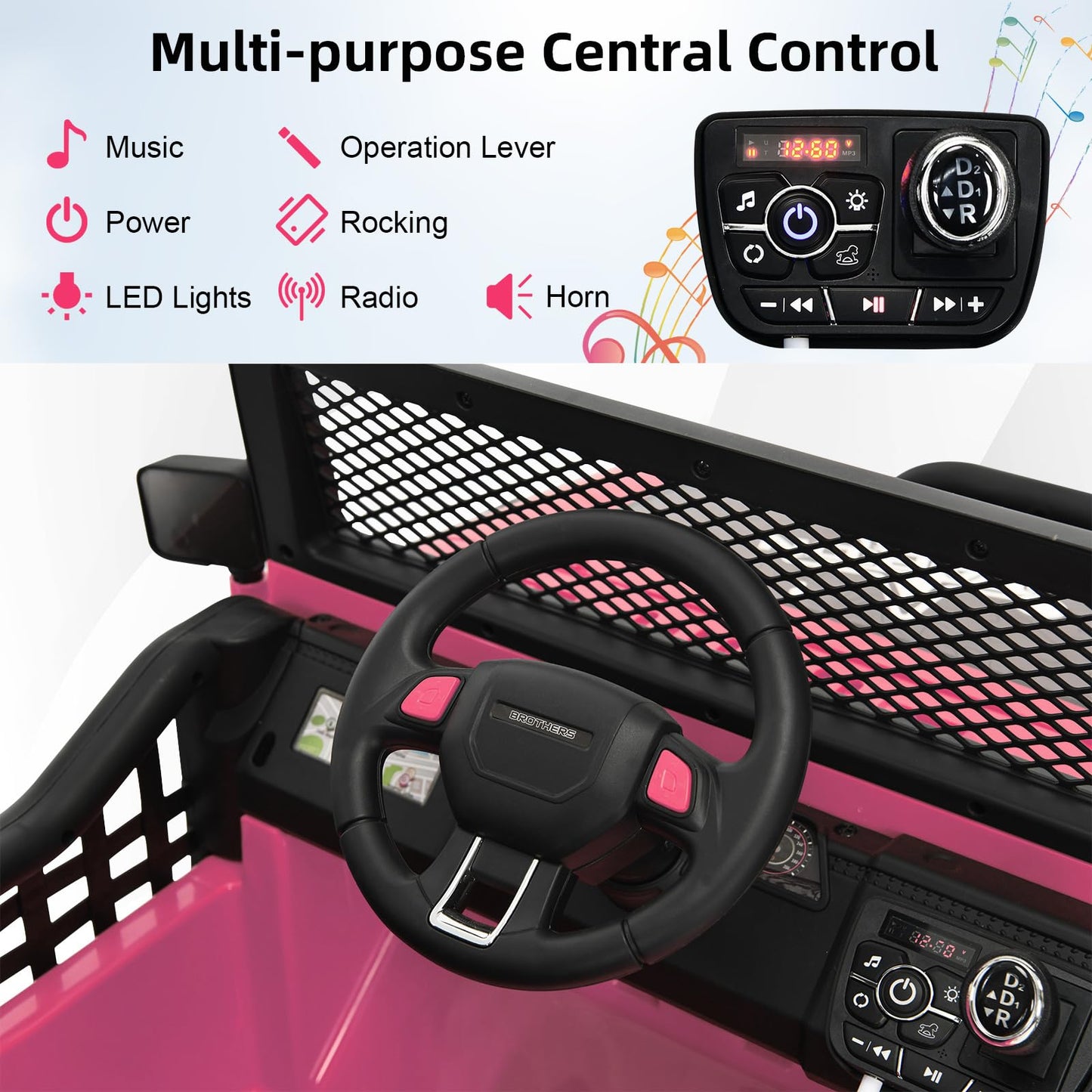 2 Seat Kids Ride on Truck with Parent Remote Control